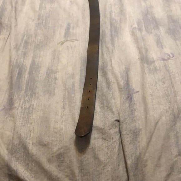 Men chocolate brown leather GAP belt, 36. Brushed nickel buckle. Some scratches. - Picture 7 of 9